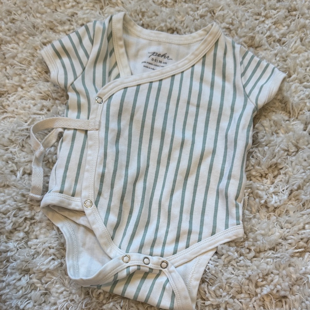 +PEHR+ Striped Baby One Piece - Green and White